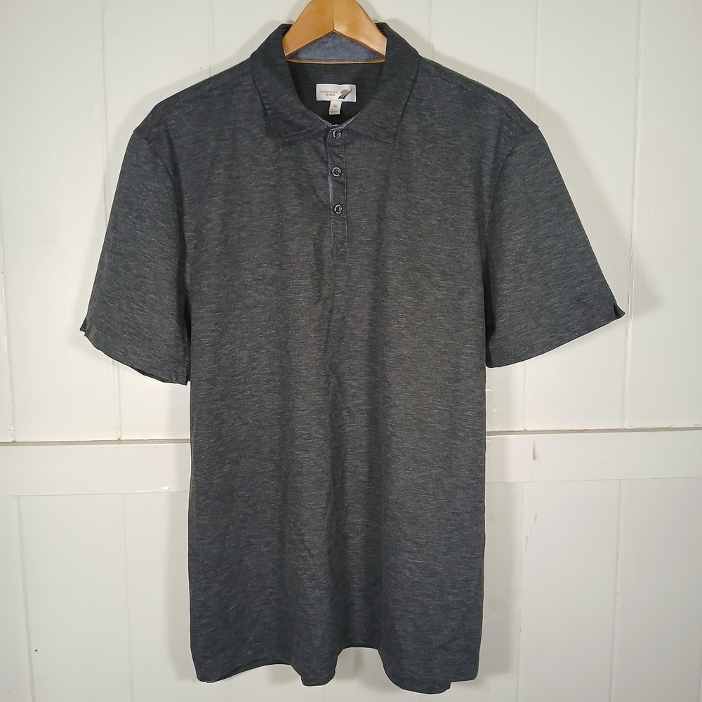 Fundamental Coast Polo Shirt Mens XL Gray Short Sleeve Heathered Stretch BL4